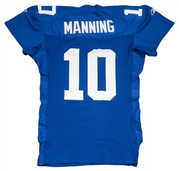 2007 Eli Manning Photo Matched Game Used Super Bowl Winning Season Home Jersey From 9/16/2007 Game vs. Packers (MeiGray)
